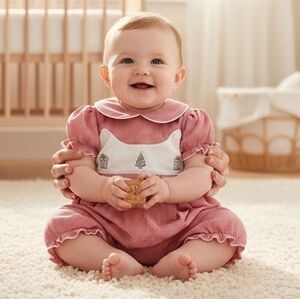 NWT The Bailey Boys Red Gingham Christmsd Baby Romper Sz 18M